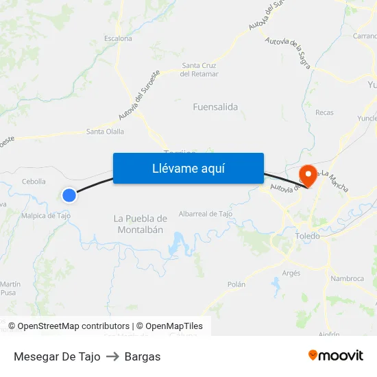 Mesegar De Tajo to Bargas map