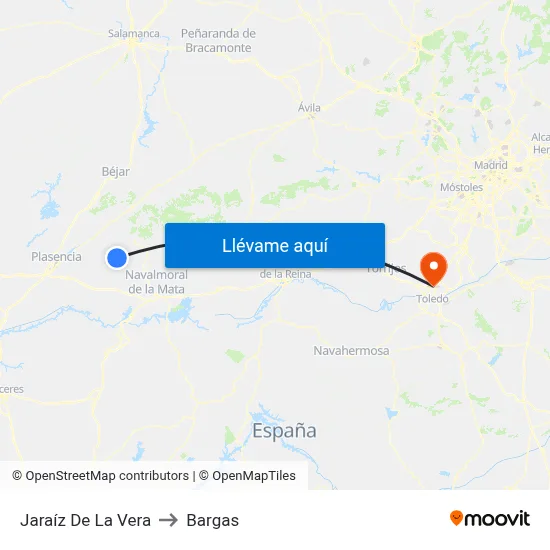 Jaraíz De La Vera to Bargas map