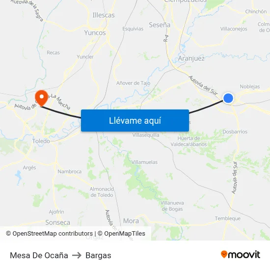 Mesa De Ocaña to Bargas map