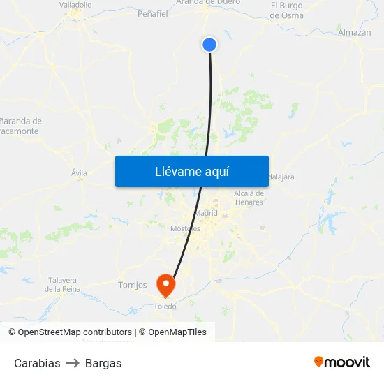 Carabias to Bargas map