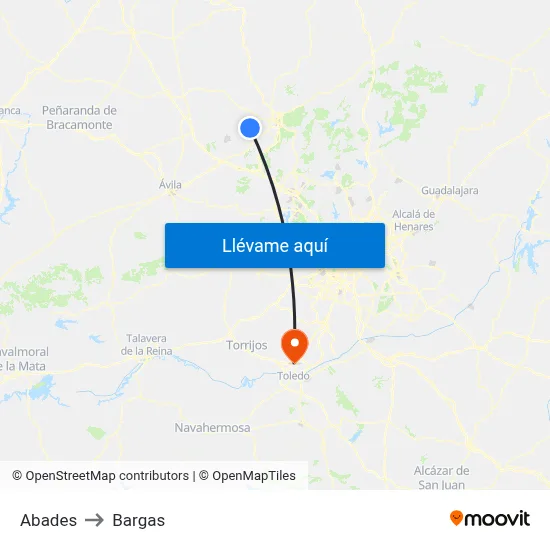 Abades to Bargas map