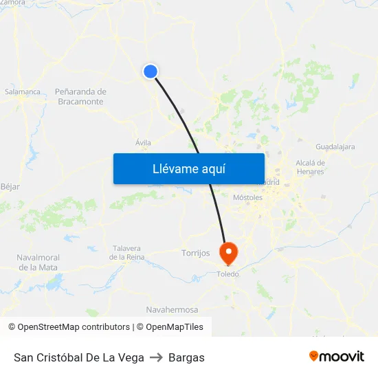 San Cristóbal De La Vega to Bargas map