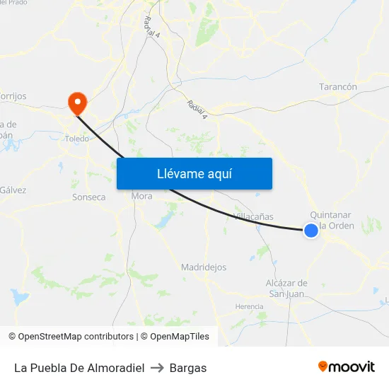 La Puebla De Almoradiel to Bargas map
