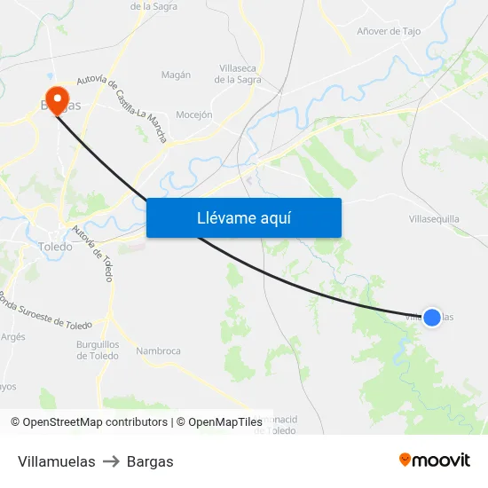 Villamuelas to Bargas map