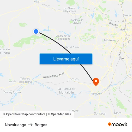 Navaluenga to Bargas map