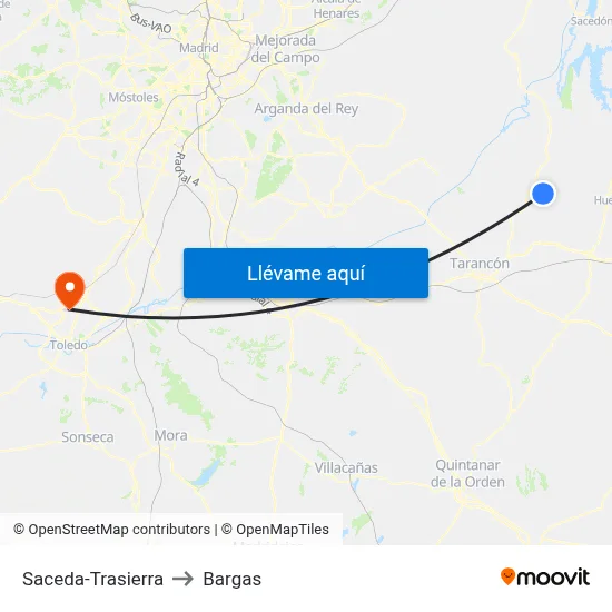 Saceda-Trasierra to Bargas map