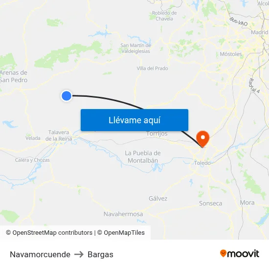 Navamorcuende to Bargas map