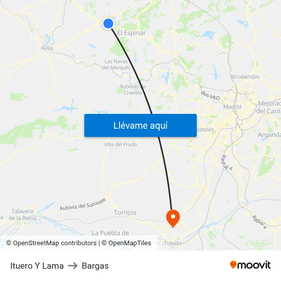 Ituero Y Lama to Bargas map