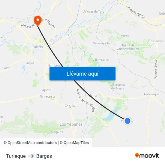 Turleque to Bargas map