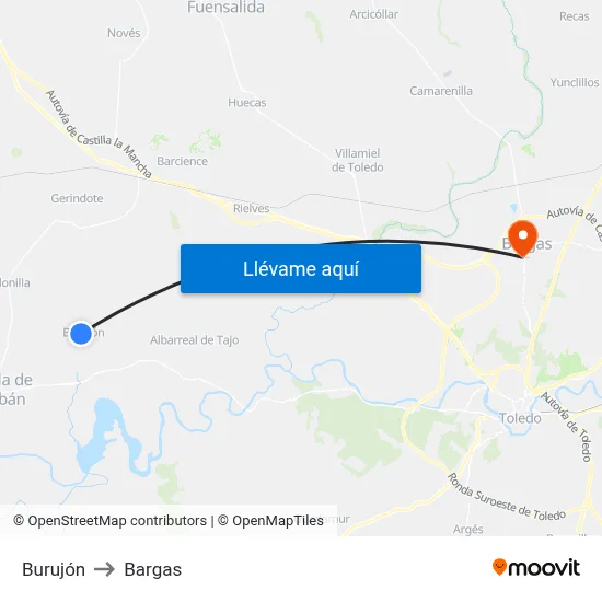 Burujón to Bargas map
