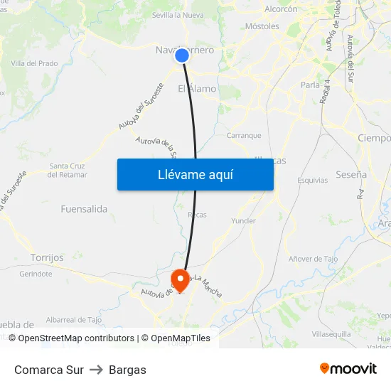 Comarca Sur to Bargas map
