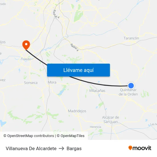Villanueva De Alcardete to Bargas map