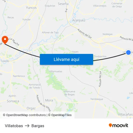 Villatobas to Bargas map
