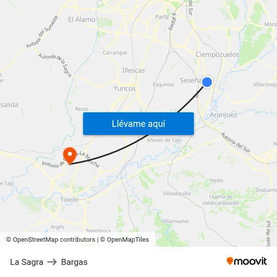La Sagra to Bargas map