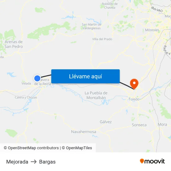 Mejorada to Bargas map