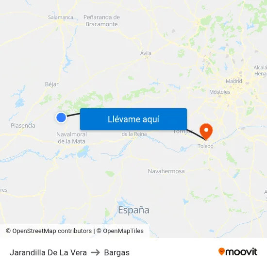 Jarandilla De La Vera to Bargas map
