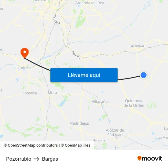 Pozorrubio to Bargas map