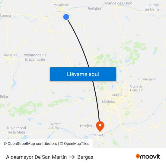 Aldeamayor De San Martín to Bargas map