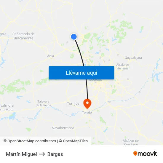 Martín Miguel to Bargas map