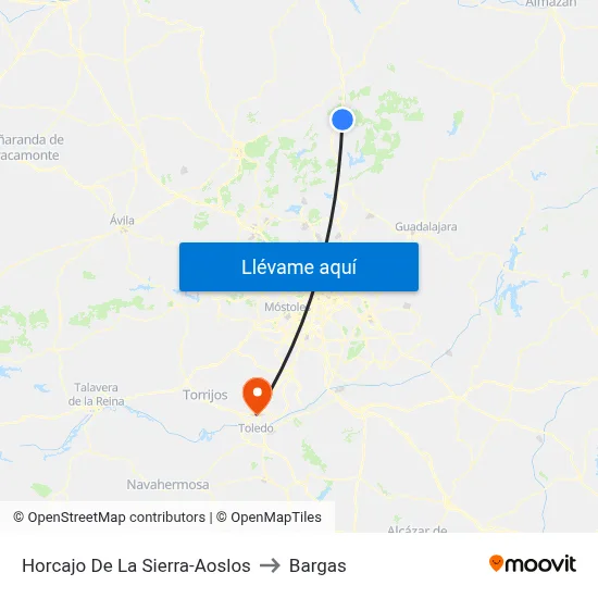 Horcajo De La Sierra-Aoslos to Bargas map