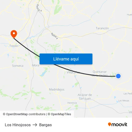 Los Hinojosos to Bargas map