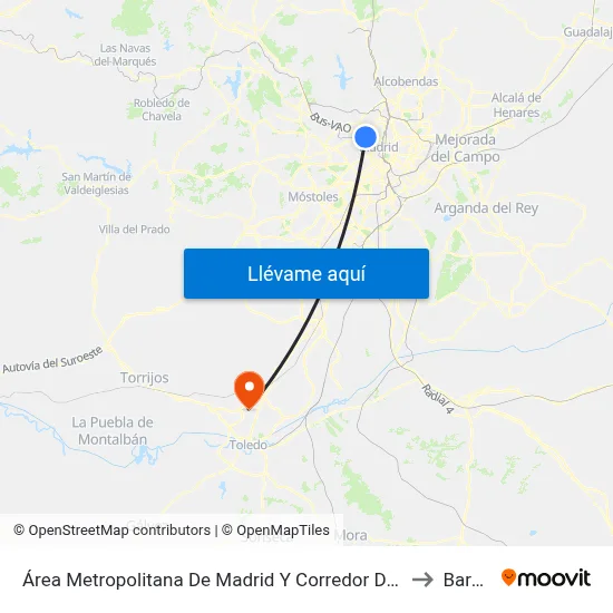 Área Metropolitana De Madrid Y Corredor Del Henares to Bargas map