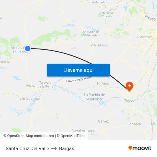 Santa Cruz Del Valle to Bargas map