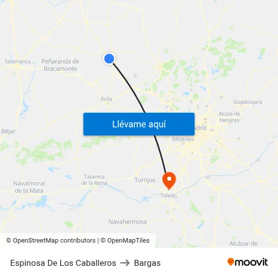 Espinosa De Los Caballeros to Bargas map