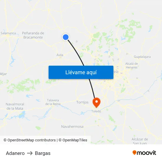 Adanero to Bargas map