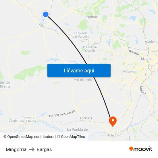 Mingorría to Bargas map