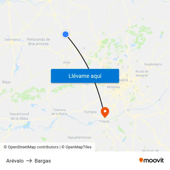 Arévalo to Bargas map