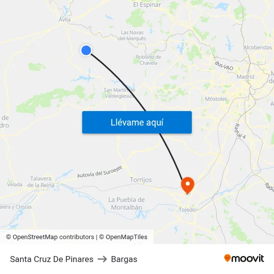 Santa Cruz De Pinares to Bargas map