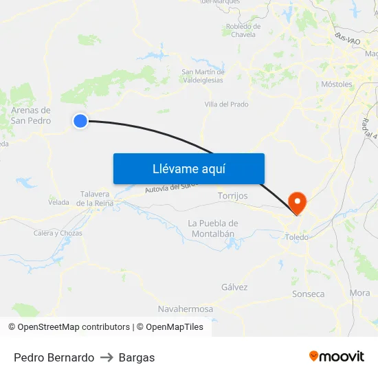 Pedro Bernardo to Bargas map