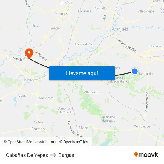 Cabañas De Yepes to Bargas map