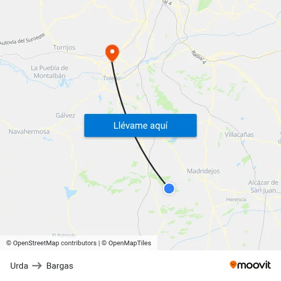 Urda to Bargas map