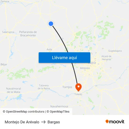 Montejo De Arévalo to Bargas map