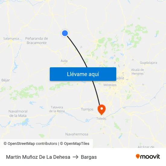 Martín Muñoz De La Dehesa to Bargas map