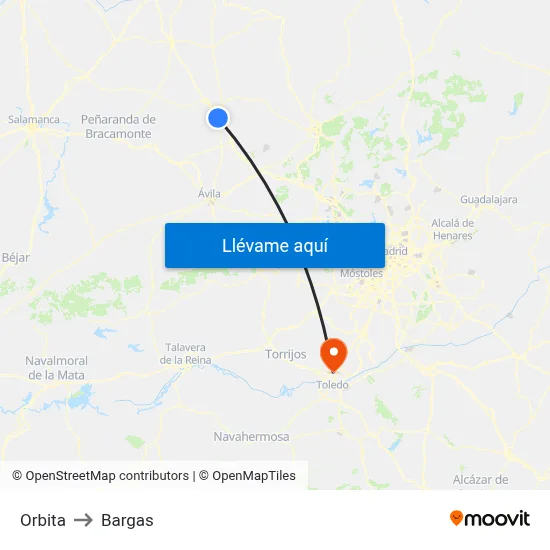 Orbita to Bargas map