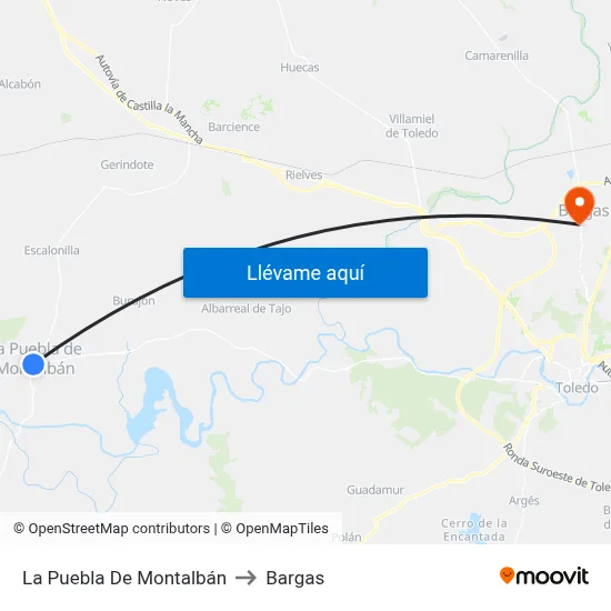 La Puebla De Montalbán to Bargas map