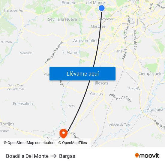 Boadilla Del Monte to Bargas map