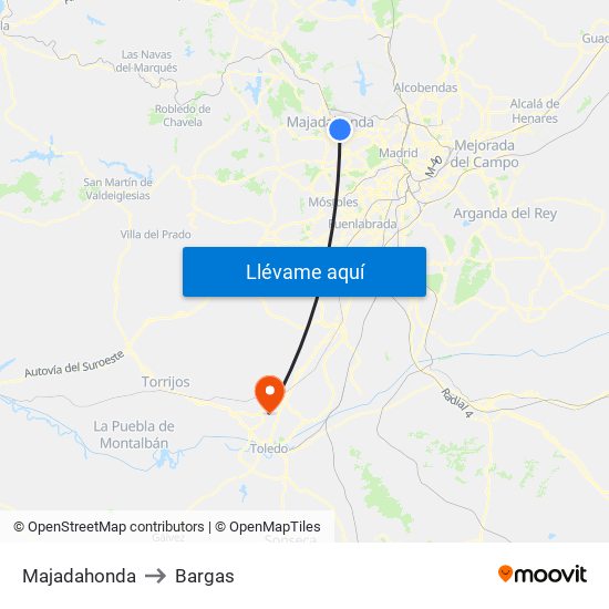 Majadahonda to Bargas map