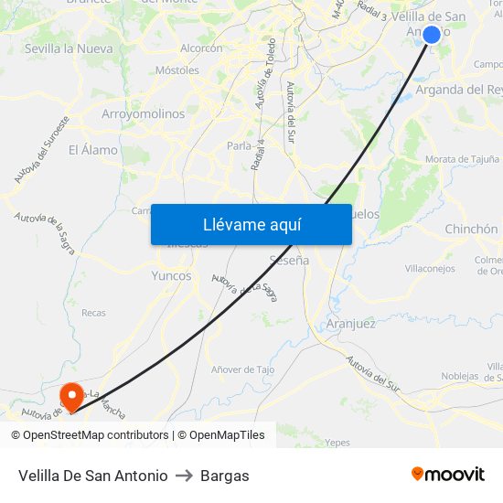 Velilla De San Antonio to Bargas map