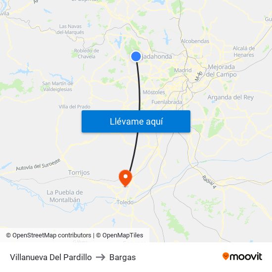 Villanueva Del Pardillo to Bargas map