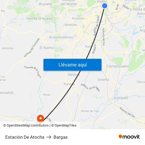 Estación De Atocha to Bargas map