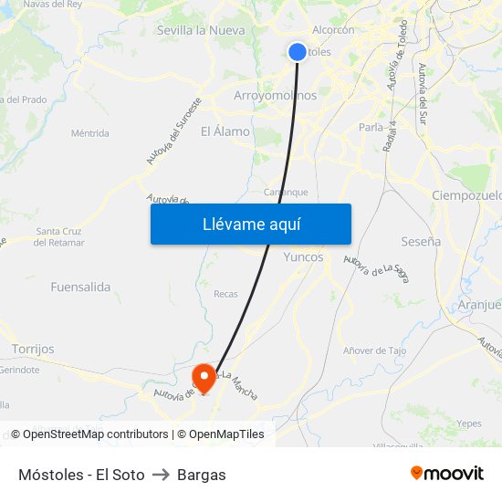 Móstoles - El Soto to Bargas map