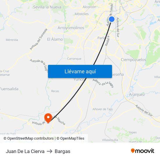 Juan De La Cierva to Bargas map