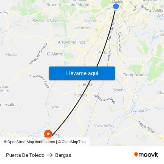 Puerta De Toledo to Bargas map