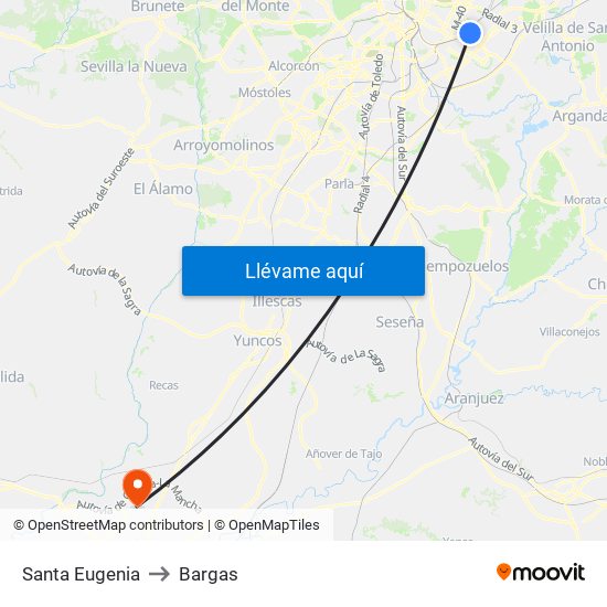 Santa Eugenia to Bargas map