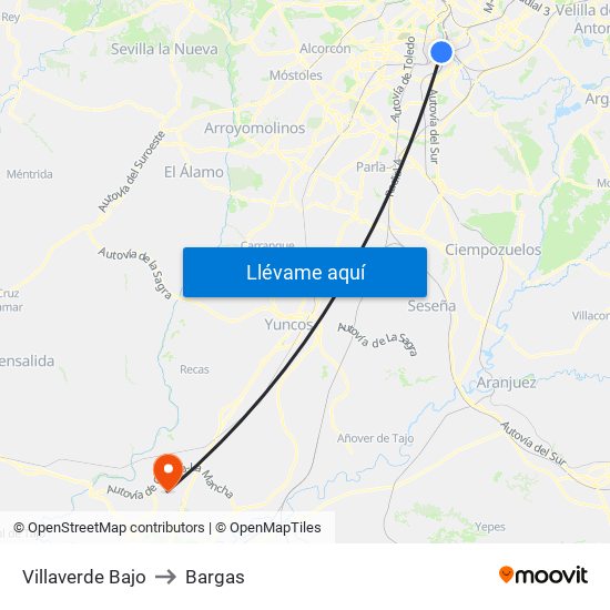 Villaverde Bajo to Bargas map