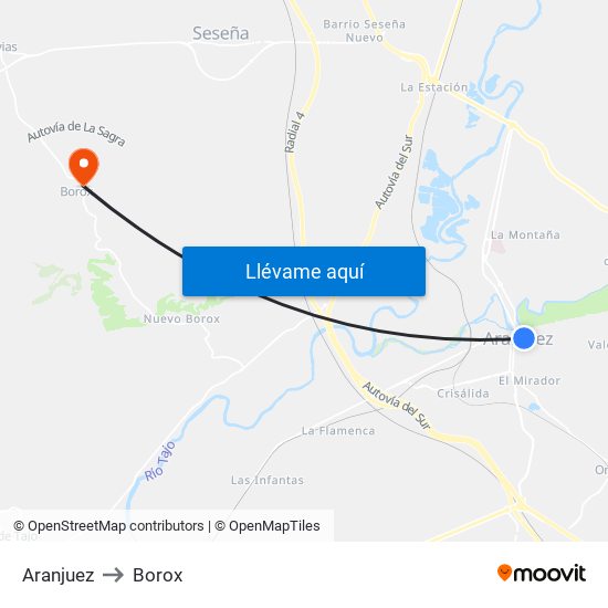 Aranjuez to Borox map